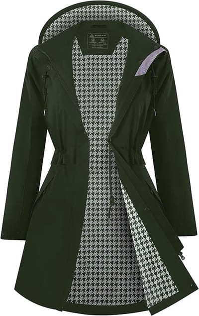 Regenjas Dames Waterdicht met Capuchon – Lange Winddichte & Ademende Outdoor Jas, Lichtgewicht Regenjack voor Wandelen, Fietsen en Reizen, S-2XL