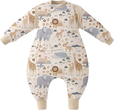 Babyslaapzak met Voeten - Winterslaapzak Baby - Warm Houden - Afneembare Mouwen - 80 cm - Beige Zebra