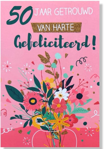 50 jaar Getrouwd! Luxe huwelijk wenskaart 50 jarig jubilieum - 12x17cm - Gevouwen kaart inclusief envelop - Huwelijkskaart'