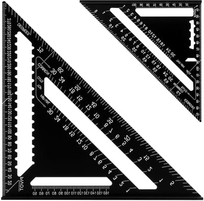 Hoogwaardige 7 Inch en 12 Inch Driehoekliniaal van Aluminium Legering, Nauwkeurige Meetinstrumenten voor Ingenieurs en Timmerlieden