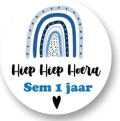 20x Regenboog Blauw stickers met naam - Rainbow Blue - Verjaardag stickers - Jongens - Gepersonaliseerd - Sluitstickers - Kinderfeest Traktatie - Uitdelen - Uitdeeltraktatie - Wensetiket - Rond - 40mm - Glossy sticker