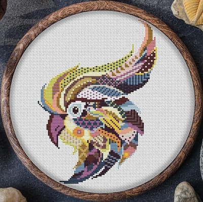 Borduurpakket MANDALA APS - Kakatoe - telpatroon om zelf te borduren - ook geschikt voor beginners.