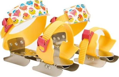 Nijdam Junior Glij-ijzers Verstelbaar - Little Bird - Geel/Roze