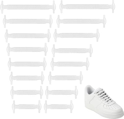 Famanu – Siliconen schoenveters zonder strikken, plat en waterdicht voor sneakers en vrijetijdsschoenen, wit