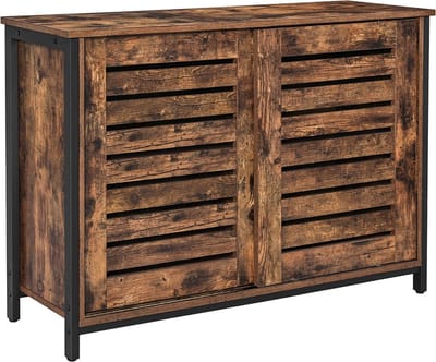 Keukenkast met schuifdeuren van VASAGLE in industriële stijl en vintage bruine kleur
