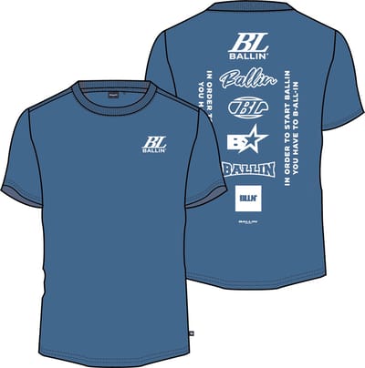 Ballin Amsterdam - Heren Regular fit T-shirts Crewneck SS - Faded Cobalt - Maat XS