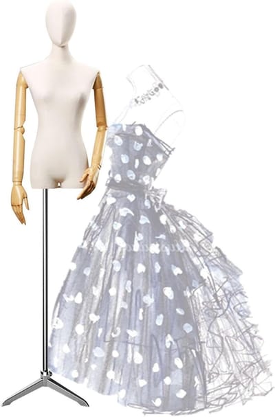 Dames Paspop - Jurkmodel Torso - Kleding Presenteren - In Hoogte Verstelbaar - 140-185 cm - Zilver