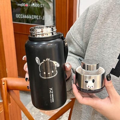 Tasse Thermos Grande Capacité Portable Tasse à Eau de Bureau Filles Haut Niveau d'Apparence Mignonne Tasse Couple Créative 800ml gray