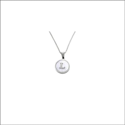 Aramat Jewels | Halskettingen | Initiaal Halsketting Zilverkleurig Schelp – 45cm Chirurgisch Staal 16mm | L | |1,5mm | Staal | Volwassenen | Verkleurd niet