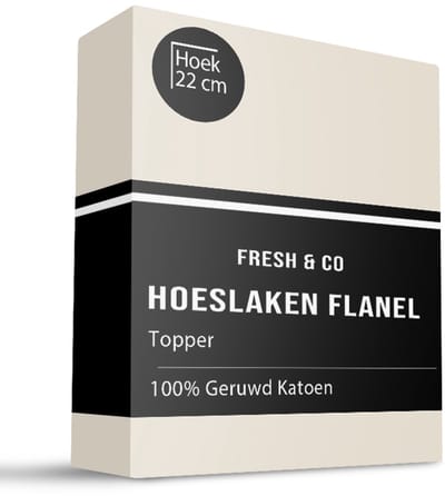 Dekbed-Discounter - Fresh and Co Topper Hoeslaken 80 x 200 cm - Verkoelend Katoen Flanel - Geschikt voor toppers tot 15 cm hoog - Wasbaar op 30 graden - Strijkvrij - Creme