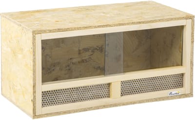 Killogood Terrarium voor reptielen van hout - reptielenkast met schuifdeuren van glas en gaaspanelen - veelzijdig inzetbare terrariumkast - 60 x 29,5 x 29,5 cm - geschikt voor hagedissen - kameleons en slangen
