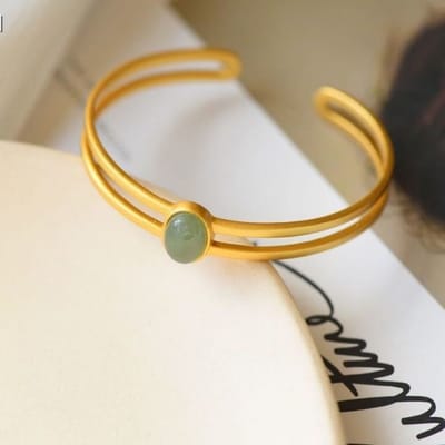 Bracelet jonc ouvert en argent sterling S925 plaqué or haut de gamme en jade Hetian du Sud jaspe rouge cadeau haut de gamme pour femme noir