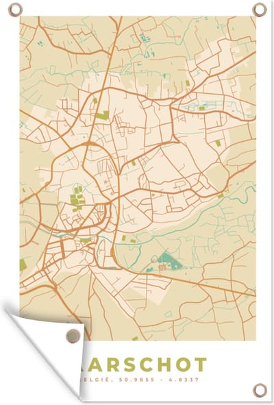 Muurdecoratie België - Aarschot - Stadskaart - Kaart - Plattegrond - 120x180 cm - Tuinposter - Tuindoek