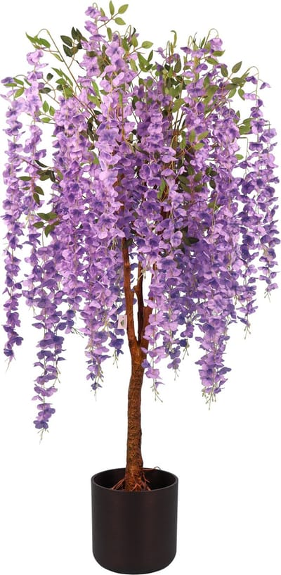 Kunst Wisteria Bloemboom Deluxe | Paars – 150cm – Zijde Blauwe regen Kunstplant – Tropische Kunstplant met Bloemen – Extra Vol