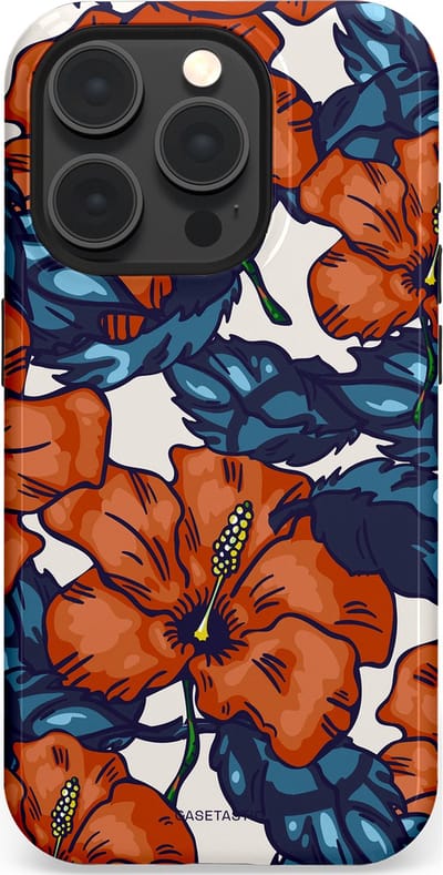 Casetastic hoesje geschikt voor Apple iPhone 15 Pro - MagSafe - Dubbellaagse bescherming - Exotische paradijs - Fashion Case - Terracotta Donkerblauw Bruin Donkergrijs