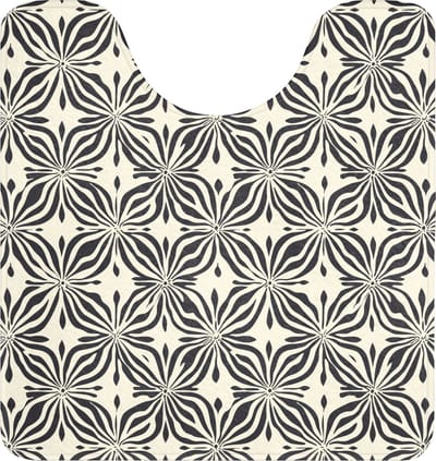 WC mat met uitsparing 55x60 cm - Antislip - Grafisch - Patroon - Zwart - Toiletmat met uitsnijding - Vloermat - Douchemat - Toilet tapijt - Toiletmatten