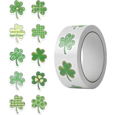500 pièces Rue du Trèfle. Rouleau d'Autocollants Imperméables pour la Saint-Patrick Autocollants de Festival Adaptés aux Carnets d'Notes Ordinateurs Portables Casques Voitures Autocollants Verts gray