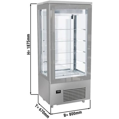GGM Gastro Panorama-Tiefkühlvitrine - 400 Liter - 800mm - 5 Ablagen - Silber Zilver