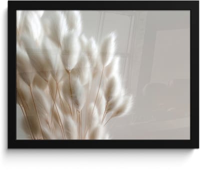 Poster in lijst - Fotolijst 40x30 cm - Posters - Pluimen - Beige - Minimalistisch - Posterlijst zwart - Decoratie - Wanddecoratie woonkamer - Muurdecoratie slaapkamer
