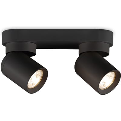 Home Sweet Home - Moderne LED Rond Opbouwspot Swing - Zwart - 22/10/10cm - 2 lichts plafondspot - gemaakt van metaal - voor Woonkamer en Slaapkamer