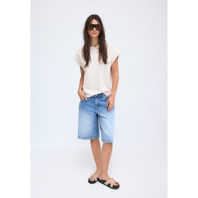 Stradivarius B06 Basic T-shirt met verlaagde schoudernaad  Steen S