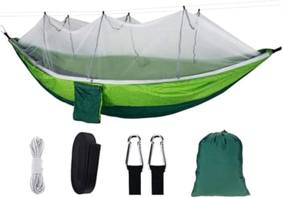 Camping Hangmat - Dubbele Hangmat - Buiten Ontspannen - Geïntegreerd Klamboe - 300 kg Capaciteit - Camouflage