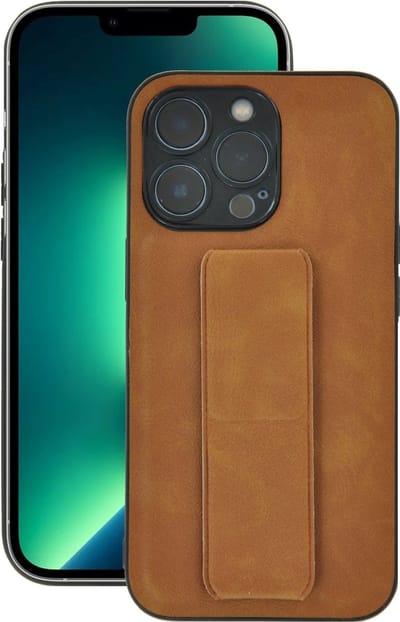 MoDo hoesje Geschikt voor iPhone 13 Pro - Kunstleer backcover - Hoesje met standfunctie - Bruin