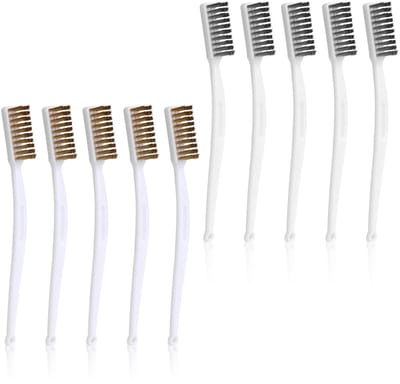 Dailygoods- Staalborstels Set van 10 - Roestvrij Staal / Messing - Reinigingsgereedschap - Voor Keuken / Lassen - Duurzaam Materiaal - Draadborstels