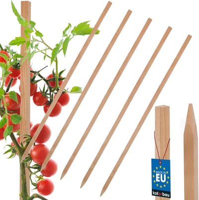 KOTARBAU® 5 st Tomatenstokken, Plantenstok, Beukenhout, 50 cm, Natuurlijk, Plantenstokken, Plantensteun, Houten Paaltjes, Houten Stokken, Tuinbenodigdheden
