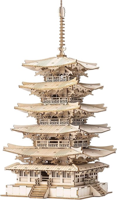 DIY 3D Houten Puzzel Pagode 5 Verdiepingen - Modelbouwset voor Volwassenen en Tieners