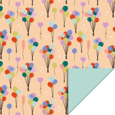Het Inpakhuis - Cadeaupapier - Inpakpapier - Kadopapier - Kinderverjaardag - Partijtje - Ballonnen - Balloons Peach / Pistache - 50cm x 3mtr