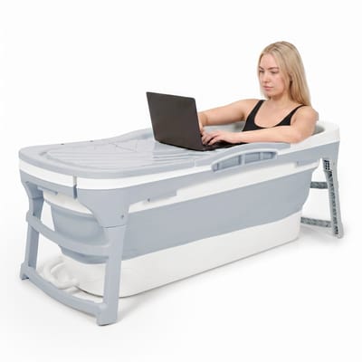 Opvouwbaar Zitbad - 143cm lang - Bath Bucket - 200L - Grijs - Extra lang - SimpleBath