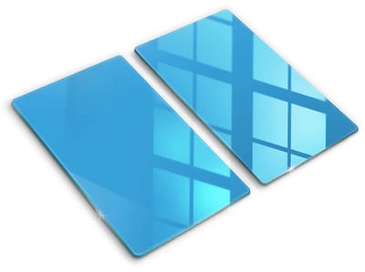 Wallfluent Glazen Snijplanken - Blauw Snijplanken Glas - 2 stucks 30 cm x 52 cm - Lichtblauw Snijplanken van Glas - Glazen Snijplank - Decoratieve Glazen Snijplank - Glazen Snijplank met Antislip