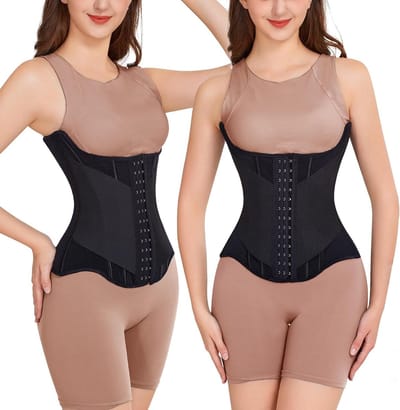 Dames Taille Trainer voor Fitness, U-vormige Tailleband voor Ondersteuning en Vorming, Zwart, M/L