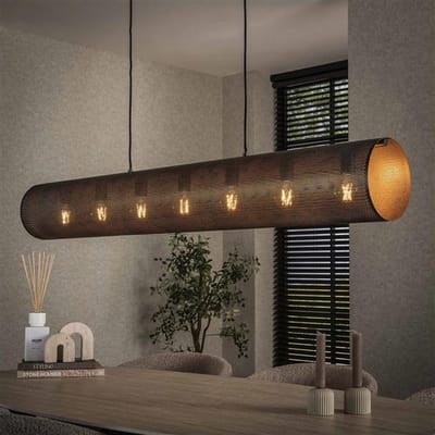 PS-Collection Koker Mesh XL 7L Hanglamp - 145x20x150cm - Zwart - Metaal - hanglampen eetkamer, hanglamp zwart, hanglampen woonkamer, hanglamp slaapkamer, hanglamp rotan, hanglamp hout, hanglamp industrieel