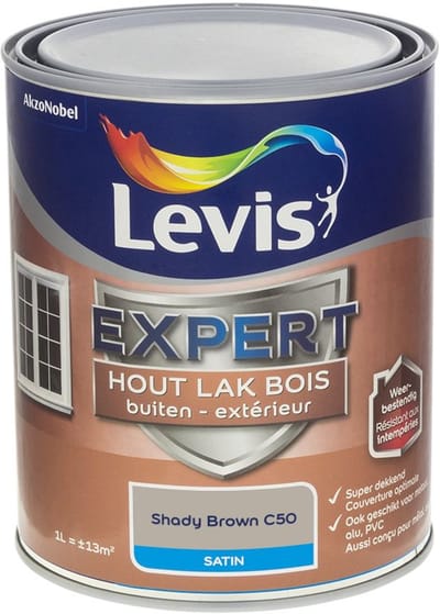 Levis - Expert Hout Lak Buiten Satin Mix - Shady Brown C50 - Mengverf - 1 L