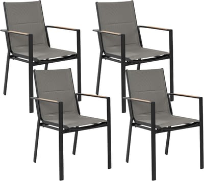 BUSSETO - Tuinstoel set van 4 - Zwart - Aluminium