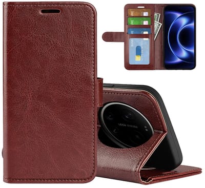 MobyDefend Hoesje - Geschikt voor Xiaomi 17 Ultra - Wallet Book Case (Sluiting Achterkant) - Bruin