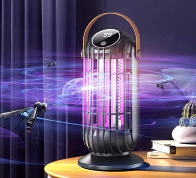 WK 365NM UV Muggenlamp – Fysieke Muggenbestrijding zonder Chemie – Met LED Scherm – Grote Batterijcapaciteit – Oplaadbaar – Veilig voor Baby's en Moeders – Binnen & Buiten Gebruik - Zwart