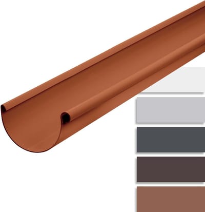 Halfronde goot van kunststof 200cm 100mm Bruin voor effectieve regenwaterafvoer