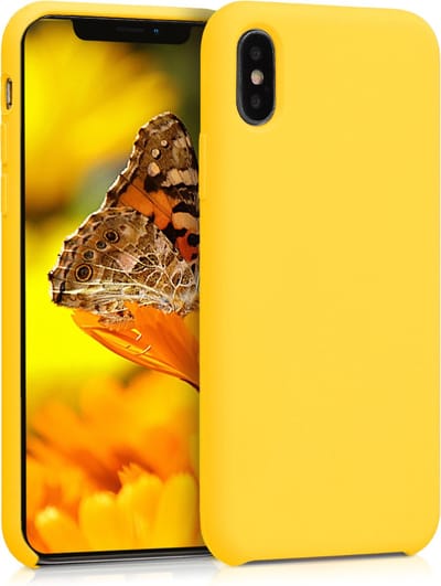 kwmobile telefoonhoesje geschikt voor Apple iPhone X - Hoesje met siliconen coating - Smartphone case in stralend geel
