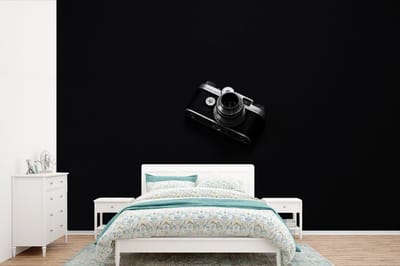 Behang - Fotobehang Zwart - Camera - Design - Wit - Breedte 360 cm x hoogte 240 cm