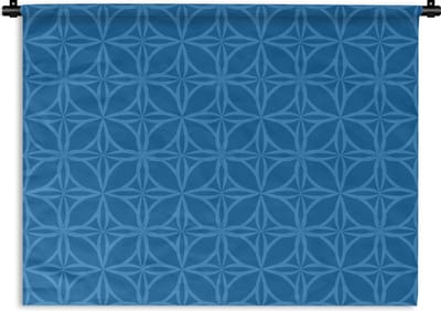 Wandkleed - Wanddoek - Kompas - Blauw - Patronen - 60x45 cm - Wandtapijt