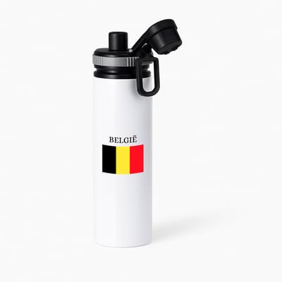 Hacebo® - Belgie waterfles met draaidop grijs - Brussel - Belgen - embleem Belgische vlag - toeristen - water fles - 850ML