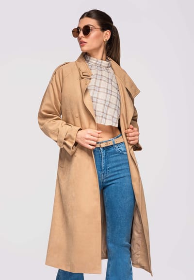 OMBRE Jas - Lange Mouw - Drukknopen - Effen Taupe M