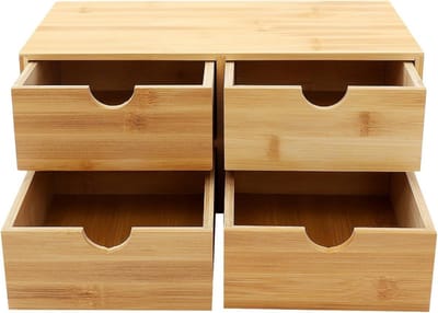 Opbergdoos met laden - Ladebox Bureau - Bureau Ordenen - Natuurlijke Bamboe - 33 x 19 x 16 cm - Bruin