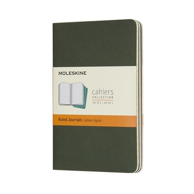 Moleskine cahier journal soft cover pocket myrtle groen gelinieerd à 3 stuks