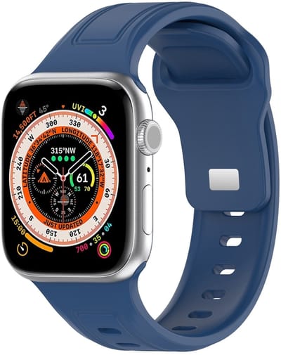 By Qubix - Geschikt voor Apple Watch bandje - Square siliconen band - Donkerblauw - Geschikt voor Apple Watch 44mm / 45mm / 46mm / 49mm (Ultra 1,2 en 3)