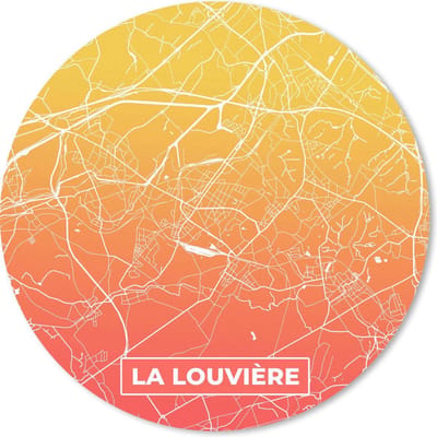 Muismat rond 20x20 cm - Mousepad Stadskaart - La Louvière - België - Geel - Ronde muismatten