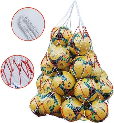 Basketbalnet Tas, Draagbare Voetbaltas, Grote Sporttas met Trekkoord voor Volleybal, Basketbal en Strandactiviteiten, Rood